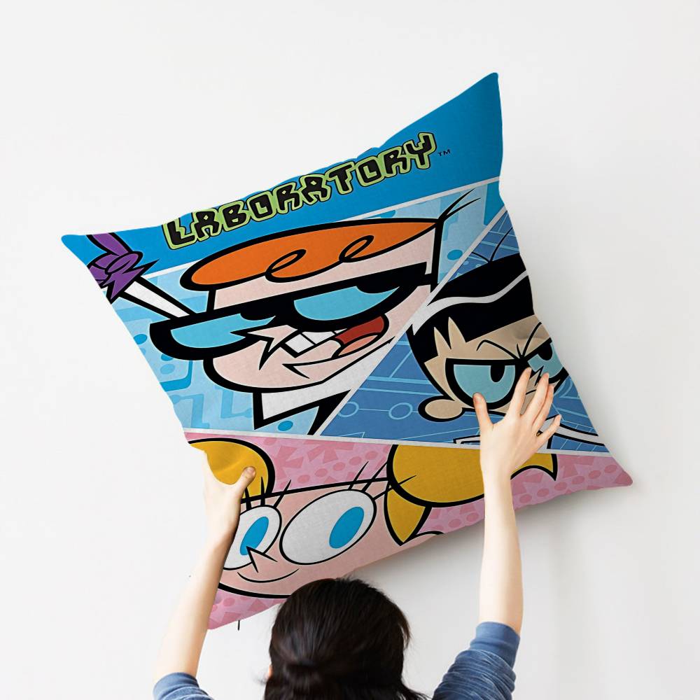 Kreslený D-Dexterova laboratoř Personalizovaný obrázek text domácí dekorativní polštáře Domácí dárky 45x45cm