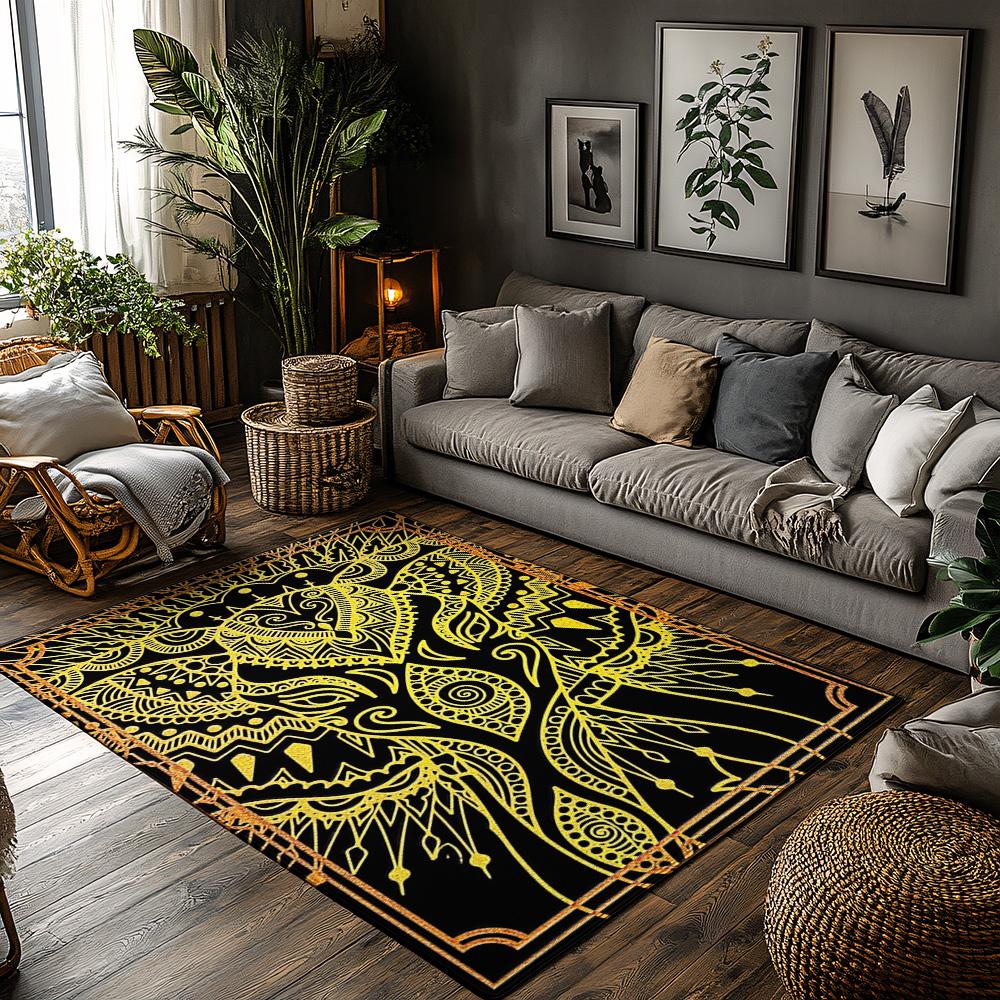 

Decorative Persian Area Rug Non-Slip Doormat Indoor Outdoor Carpet Vintage Floral Pattern Home Decor Floor Mat Living Room Accen 50x 80cm