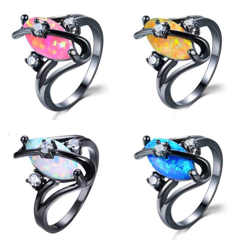 Wish Black Gold Sshaped Cz Ring With Pearllike White Stone For Elegant Womens Jewelry