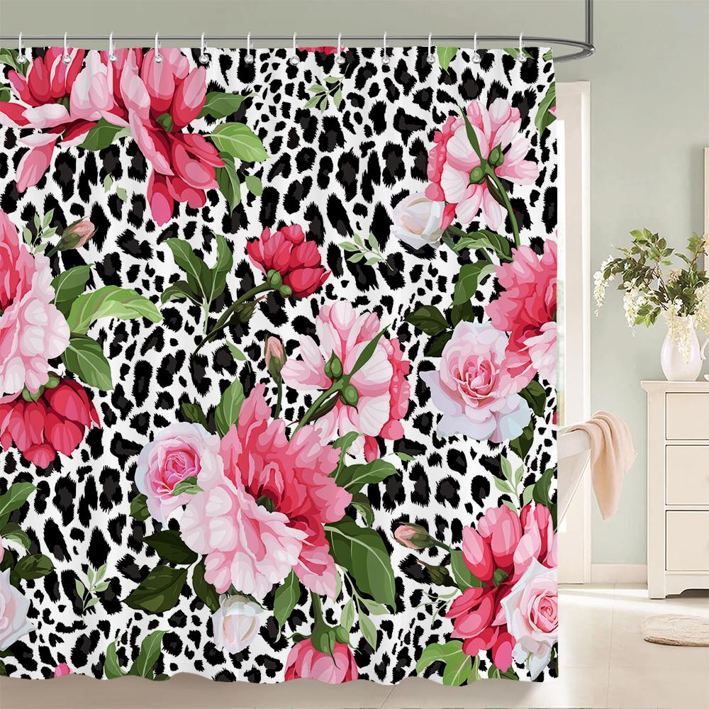Black White Stripes Flowers Butterfly Pattern Shower Curtain 3D Bath Screen Waterproof Fabric Bathroom Decor Shower Curtains