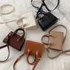 PU Leather Mini Handbag Solid Color Flap Shoulder Purse Korean Style Small Square Bag  Work Women