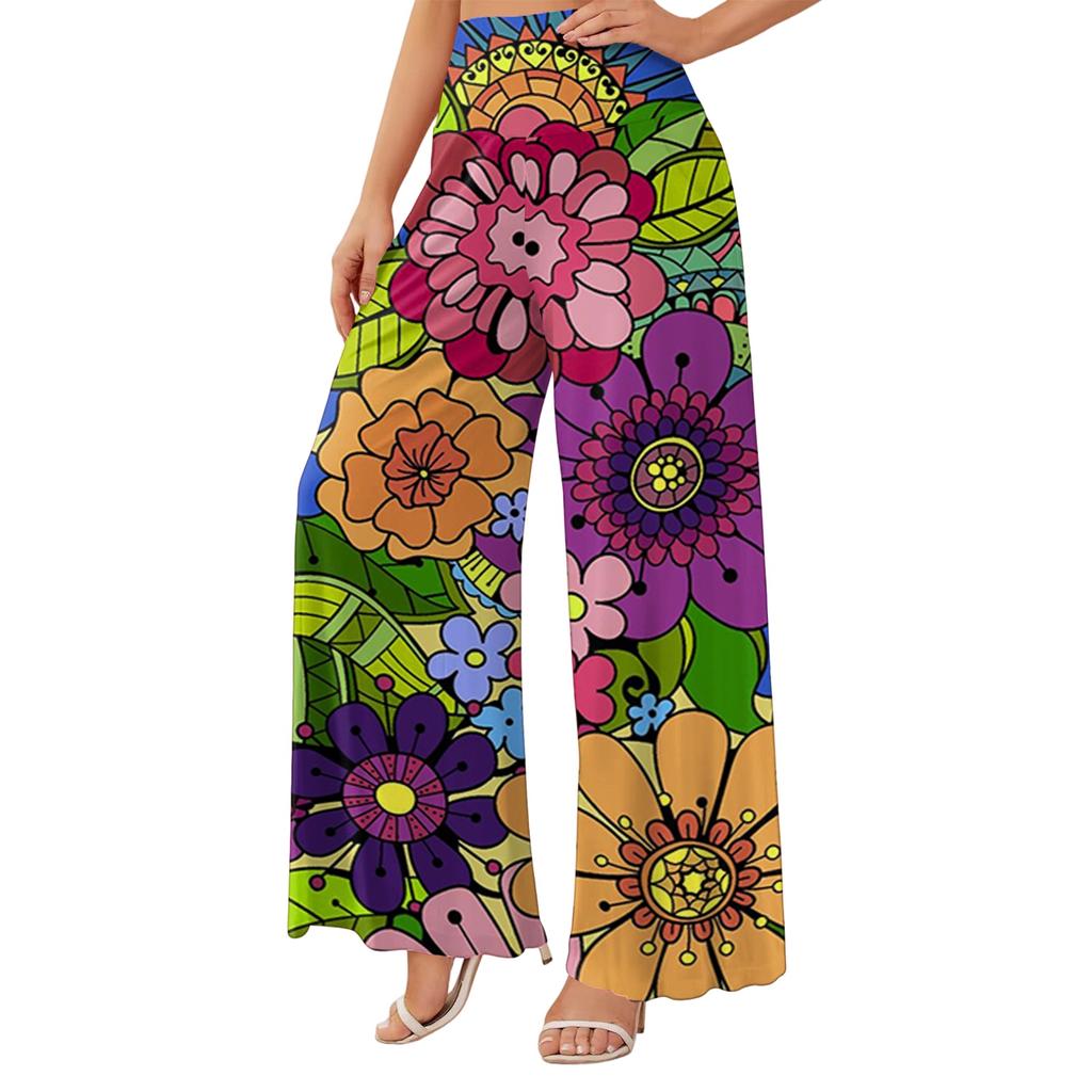 Women's High Waist Wide Leg Pants with Pockets Casual Flowy Palazzo Trousers for Daily Wear