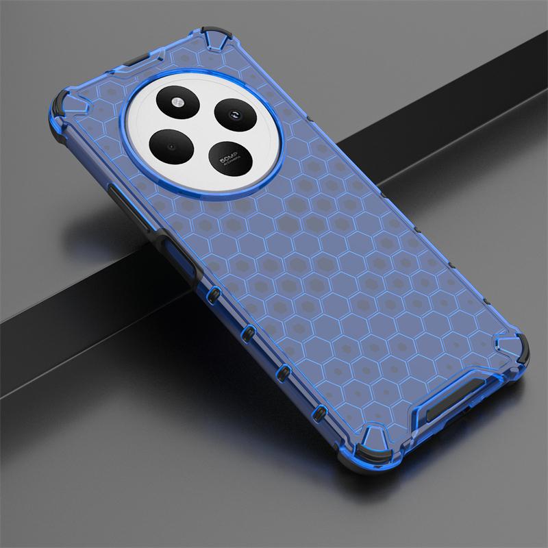 Shockproof Transparent Case For Xiaomi Poco C75 Honeycomb Armor Full Back Case For Poco C75 Case Cover For Poco C75 6.88 inch