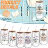 6 Stück Buchliebhaber Geschenke 16 oz Glasbecher mit Deckel Stroh Eiskaffee Glas Tumbler Bibliothek Lesen Trinkbecher Leser Geschenk Buch
