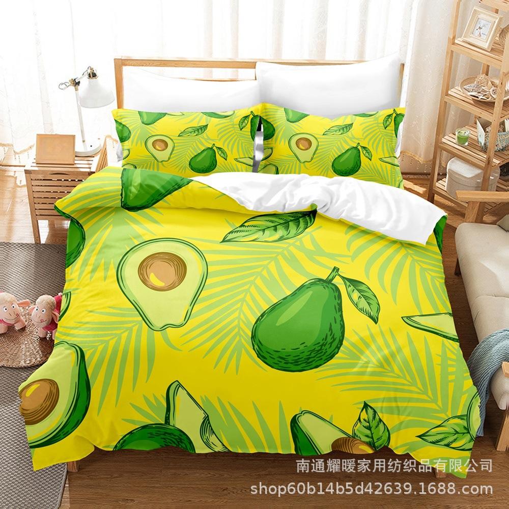 

Summer Avocado Avocado Digital Printing Abrasive Bedding Two-Piece Set Three-Piece Set 135X200 quilt two-piece set