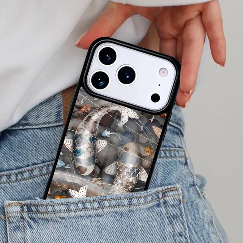 Japanese Koi Fish Phone Case for iPhone 16e 15 14 13 12 17 Pro Max Plus Air 17pro Cover Coque