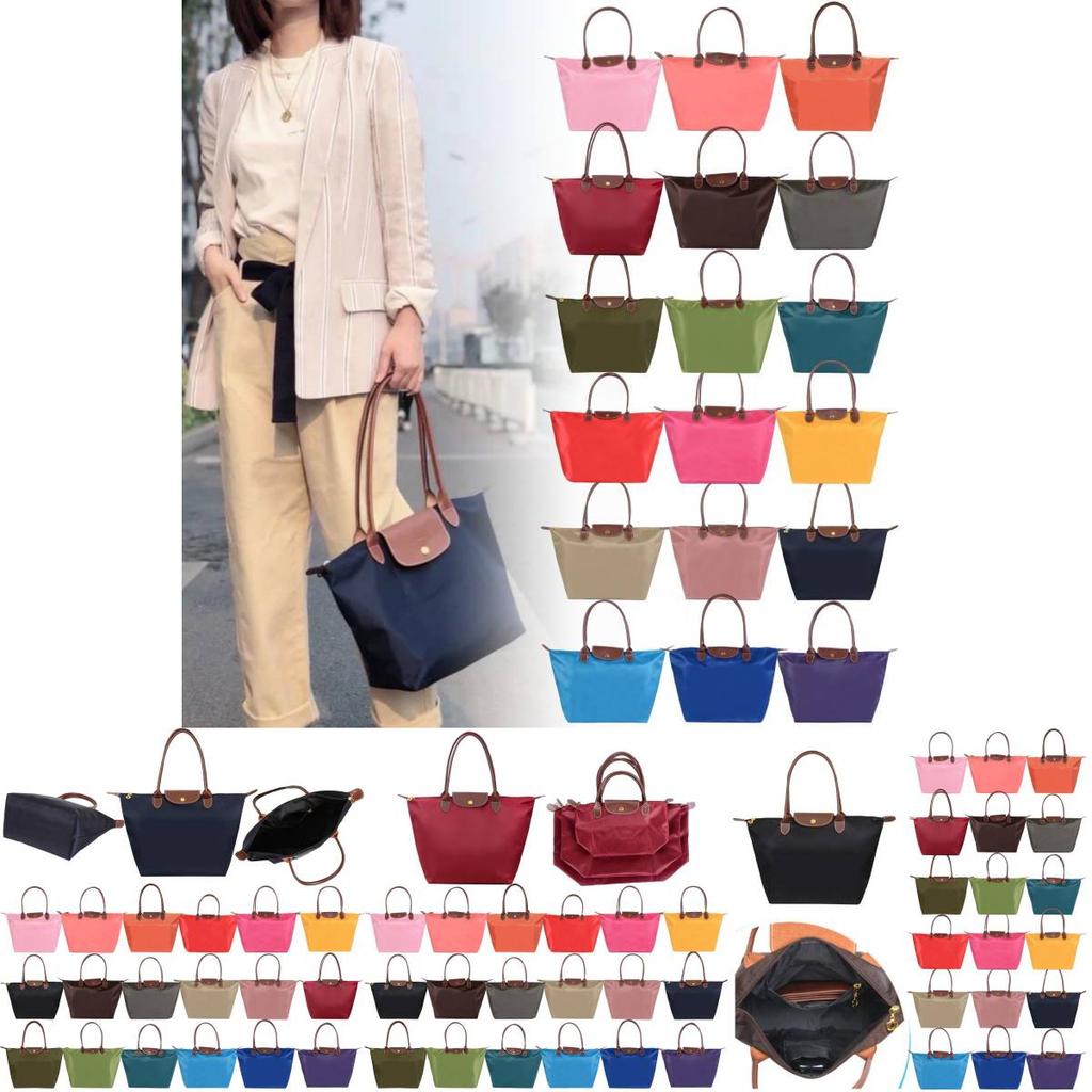 Borsa a tracolla pieghevole in nylon da donna, impermeabile e pratica, borsa portaoggetti per sport, fitness, shopping e regali, colore Rosso Vino, Rosso, Viola