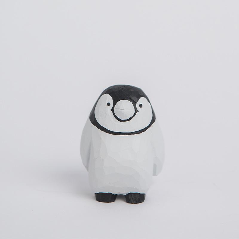 Handcrafted Wood Carving Penguin Baby Crafts Decoration Handmade Cute Penguin Solid Wood Ornaments Birthday Gift for Friend