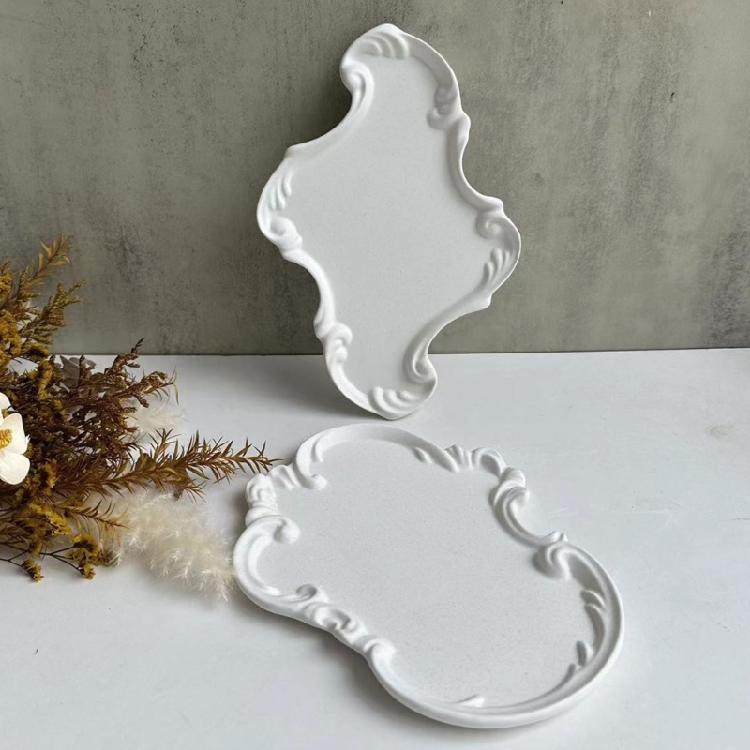 European Lace Tray Mold DIY Irregular Plate Silicone Resin Molds Gypsum Molds Resin Casting Mould for Organiser Making