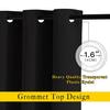 Set of 2 Room Darkening Thermal Insulated Polyester Blackout Curtain  ( Black )