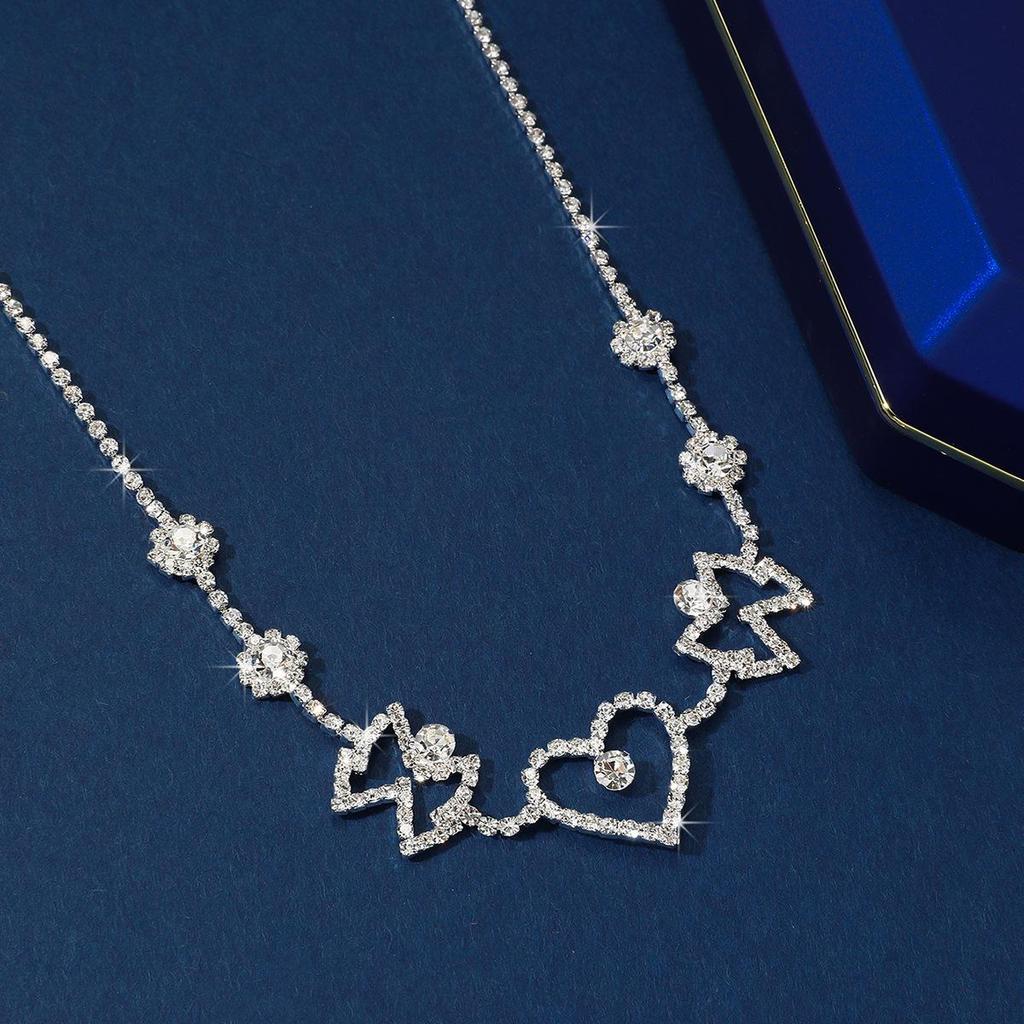 Trendy Butterfly Heart Rhinestone Necklace: Versatile Fashion for Banquets