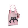 Huimei Women's Knit Smartphone Pouch, Shoulder Bag, Crossbody Phone Pouch, Vertical Knit Wallet Pochette, Cat Print Mini Bag, Cute, Lightweight