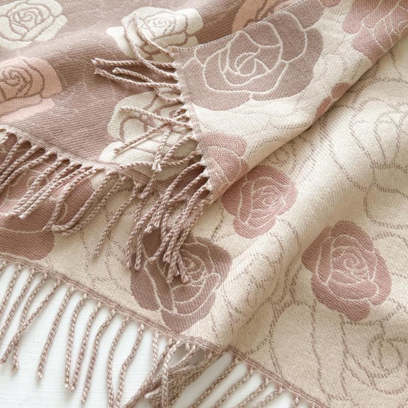 Fashion Printed Double-Sided Scarf Winter High-End Warm Shawl Women