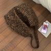 Yogodlns Large Capacity Retro Leopard Print Canvas Tote Bag Women's Commuter Single Wide Strap Underarm Handbag for Winter