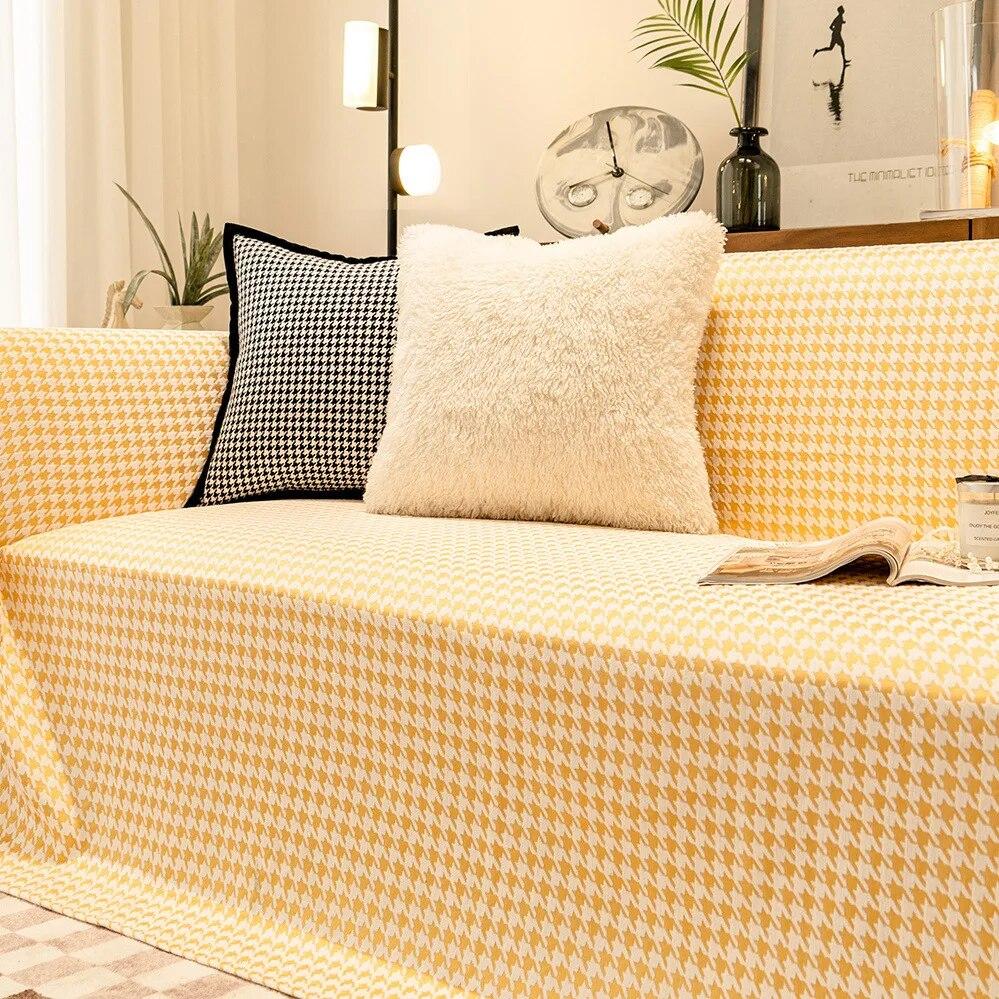 

Чехол на диван из синели для ребенка, чехол для диванного полотенца, защита для мебели с нескользящим дном, чехол для дивана в стиле ретро с геометрическим рисунком, кошка 180x130cm