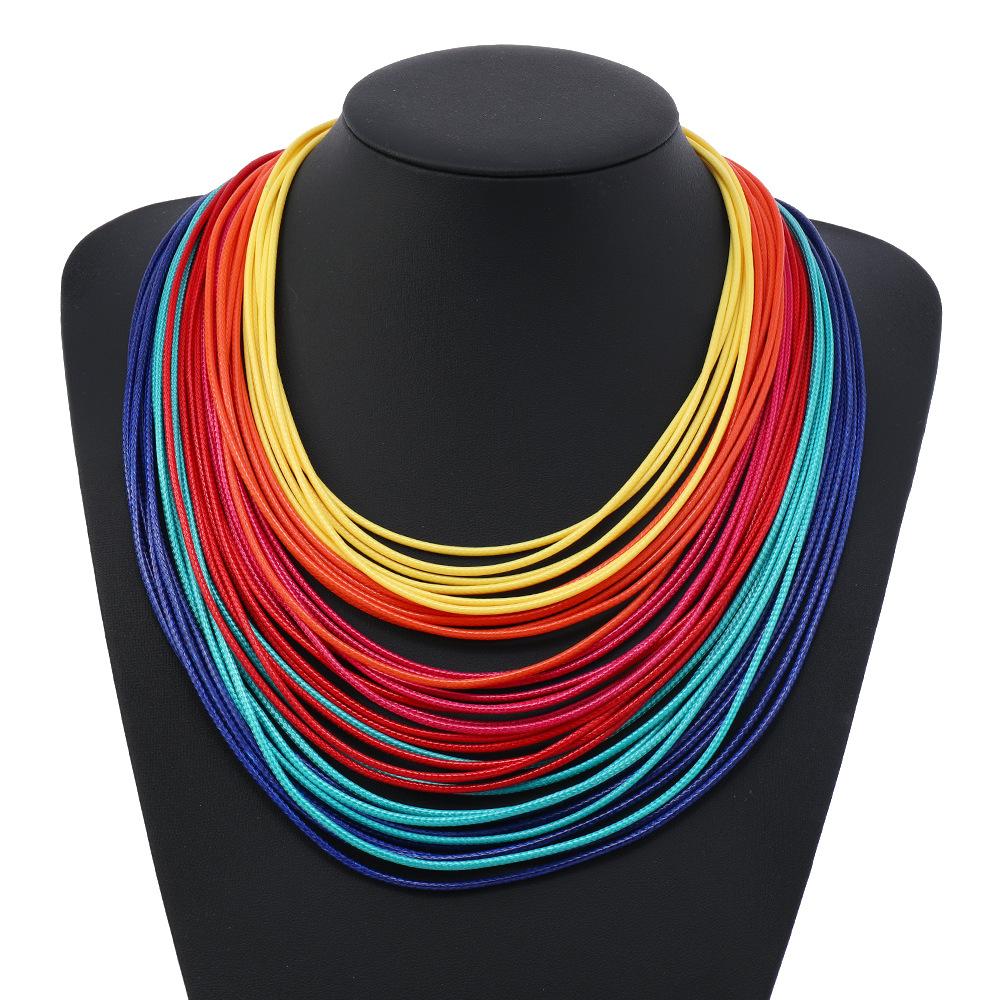 Exaggerated Multi-layer Leather Rope Necklace Retro Neck Chain Jewelry Accessories