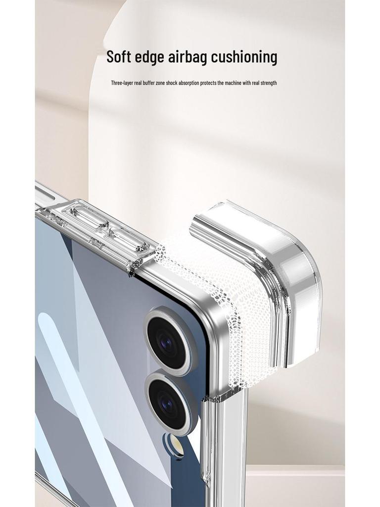 Samsung ZFlip7 Foldable Screen Magnetic Transparent Phone Case with Integrated Airbag