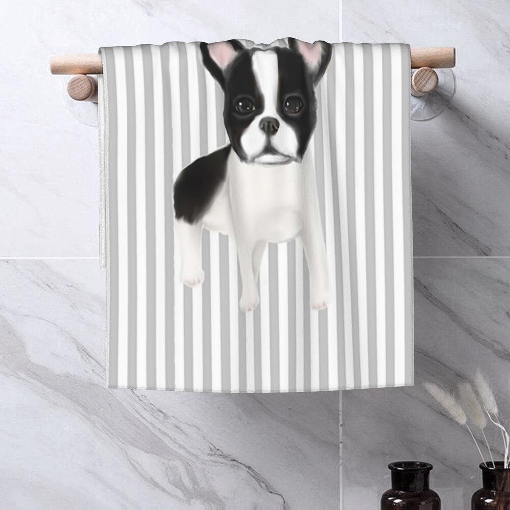 boston terrier Soft Face Towel Quick Dry Pool Bath Cotton Towels Breathable