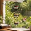 Clear Glass Bowl Bird Feeder Metal Hanging Hummingbird Feeders for Outdoors, with Red Garden Decor Lovers & Perch, Decorative Patio Deck Wild Feeding