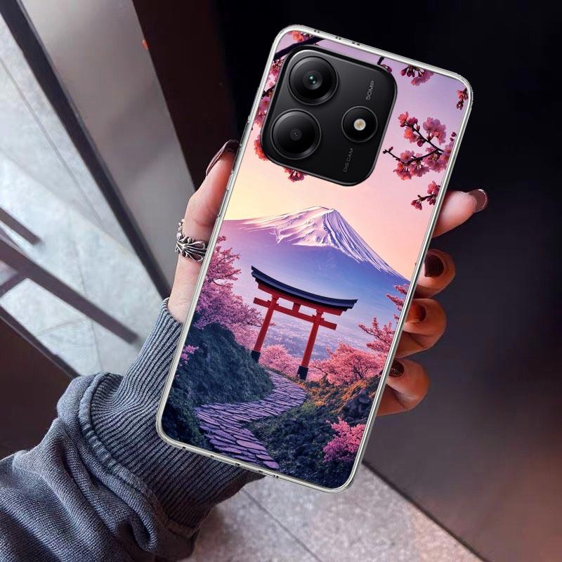 Japanese Cherry Mount Fuji Phone Case For Xiaomi Redmi Note 10 11 12 13 14 15 Pro Plus 11S 12S 14S 11T 11E 10S Soft TPU Back Cov