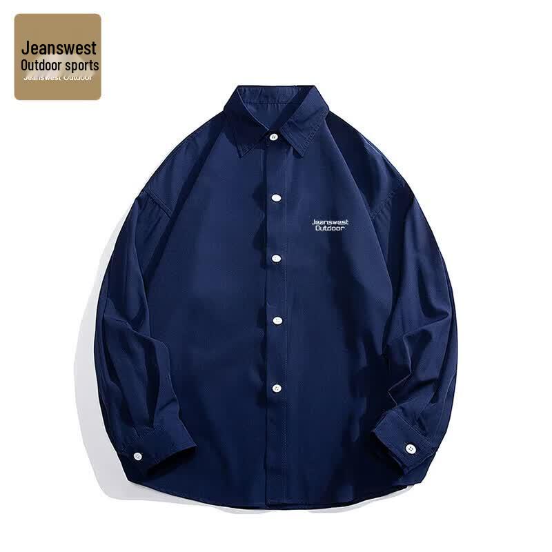 Jeanswest Men s Loose Fit Outdoor Casual Long Sleeve Shirt XL темно-синий