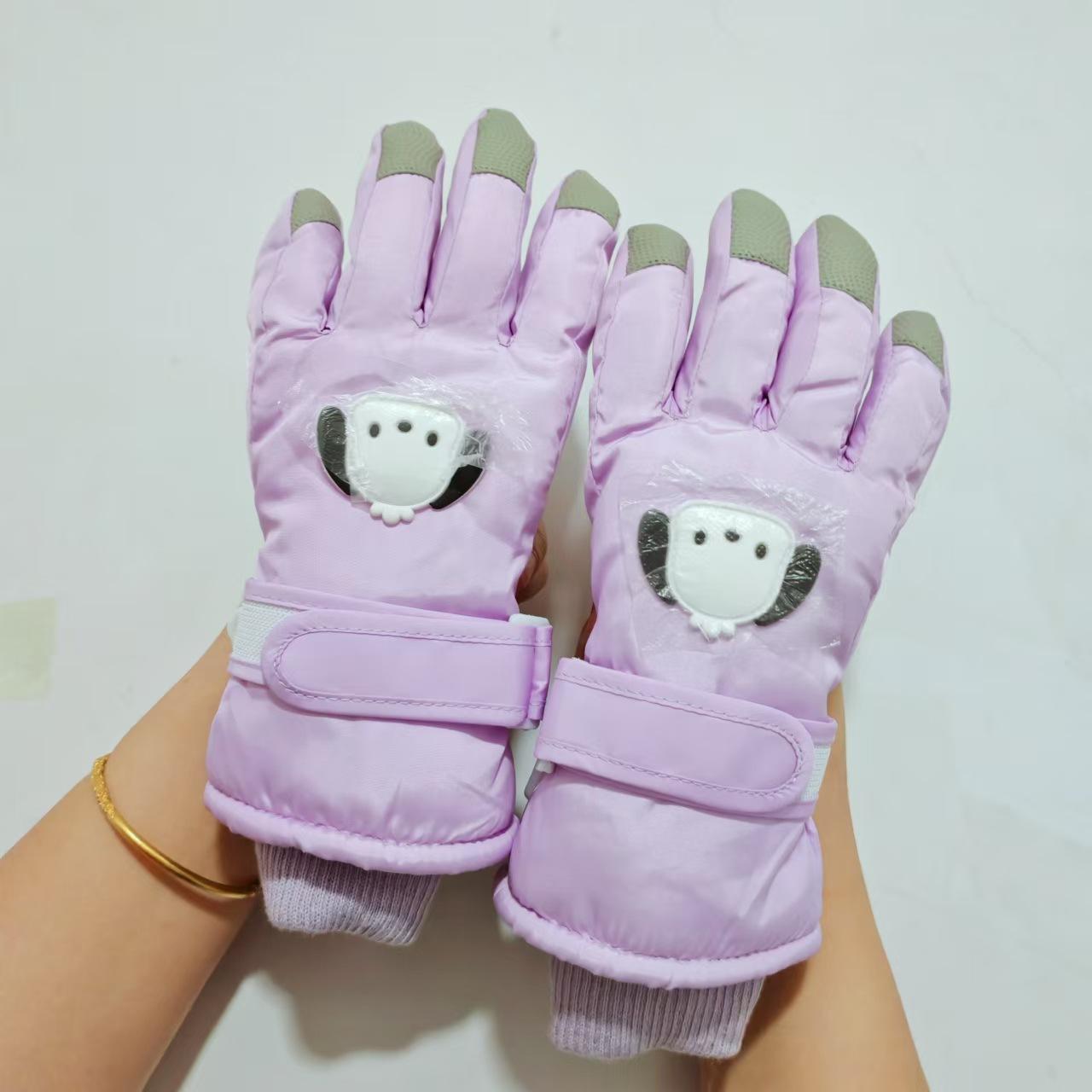 

Children s Winter Gloves, Cute Puppy , Thickened Fleece-lined Cotton, Windproof And Warm, Touchscreen Children s Ski Gloves One Size