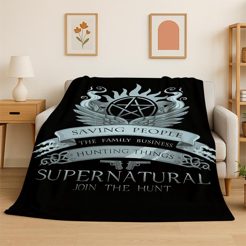 

SPN Supernatural Dean Sam TV Flannel Blanket Soft Warm Throw Blanket for Bedroom Living Room Bed Travel Camping Picnic Kid 75x90cm