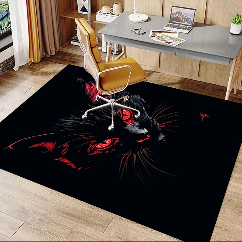 1pc Black Cat Carpet Anti Slip Polyester Floor Mat for office,Bedroom