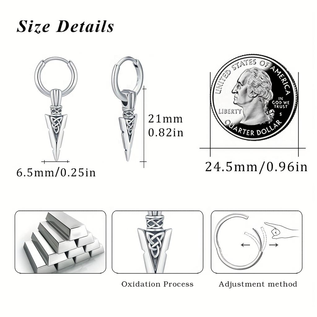 1 pair of fashionable punk Gothic stainless steel earrings and stud earrings is a gift of Gothic street pop hip-hop rock ear jew