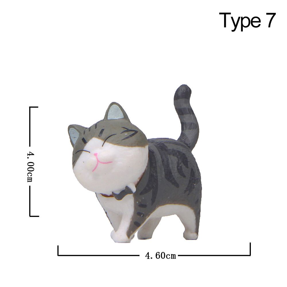 Decor Desktop Ornament Cartoon Cat Figurine Simulation Animal Model With Bowknot Mini Kitten Statue