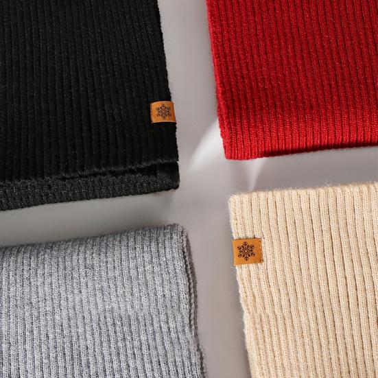 3Pcs/Set Winter Knitted Scarf Gloves Set Pom Pom Ball Double Layer Thickened Brimless Hat Touchscreen Gloves Neck Warmer Set