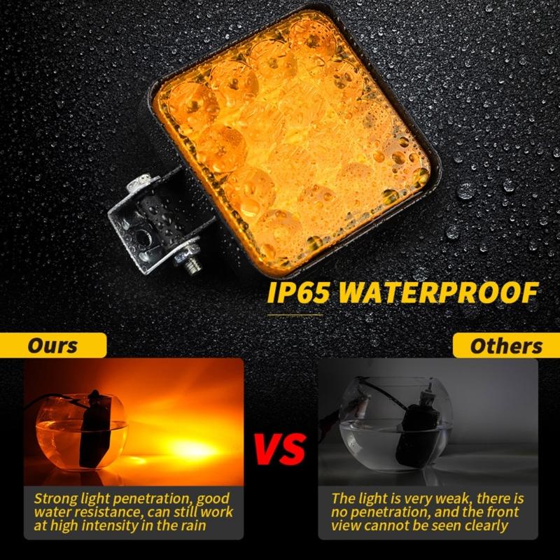 48W 12V 1200LM 6500K Work Light Pods Driving Flood Off Road Lamp Bumper Truck 2x