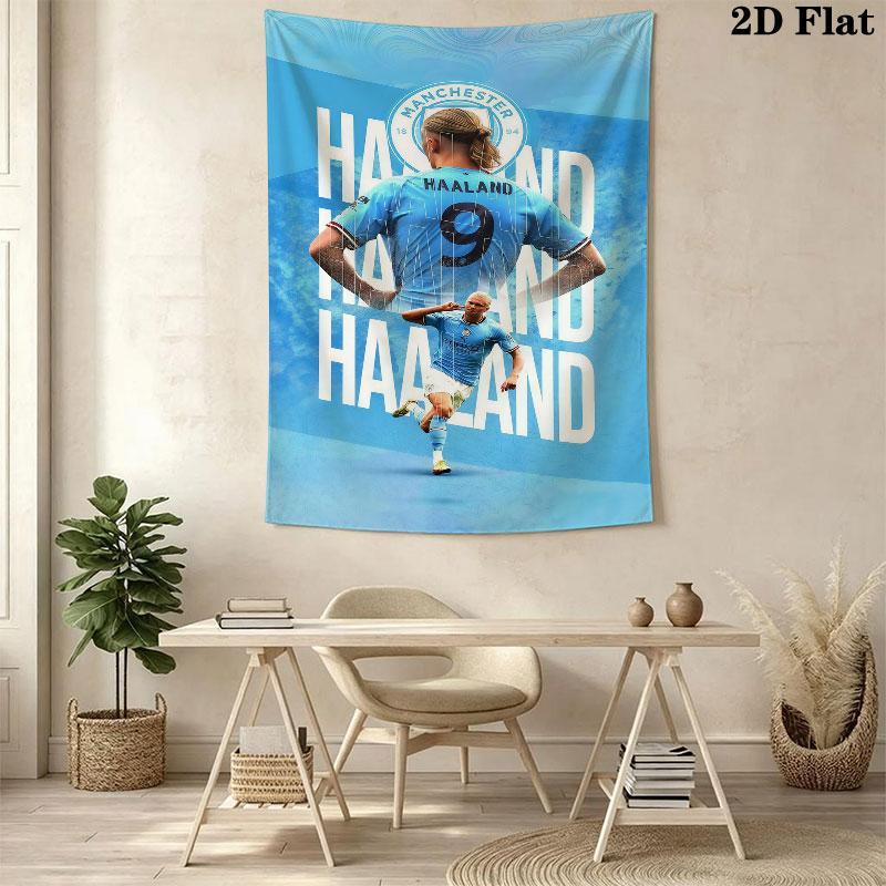 Erling Haaland Re Appeso a Parete Coperta in Tessuto Stampato Arazzi Decorativi per Camera da Letto Soggiorno Arredamento per la Casa