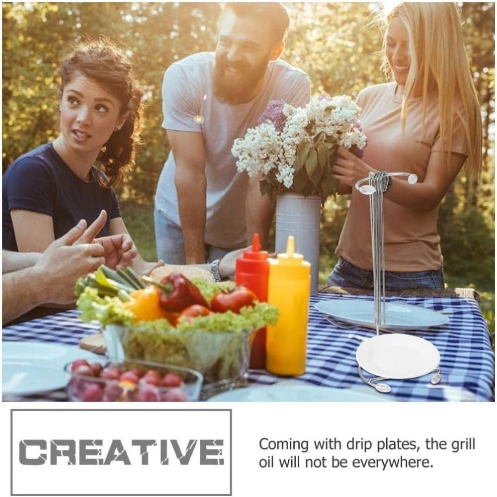 Lightweight BBQ Skewer Set Detachable Hanger Skewer Stand Easy To Use Food Grill Rack Backyard