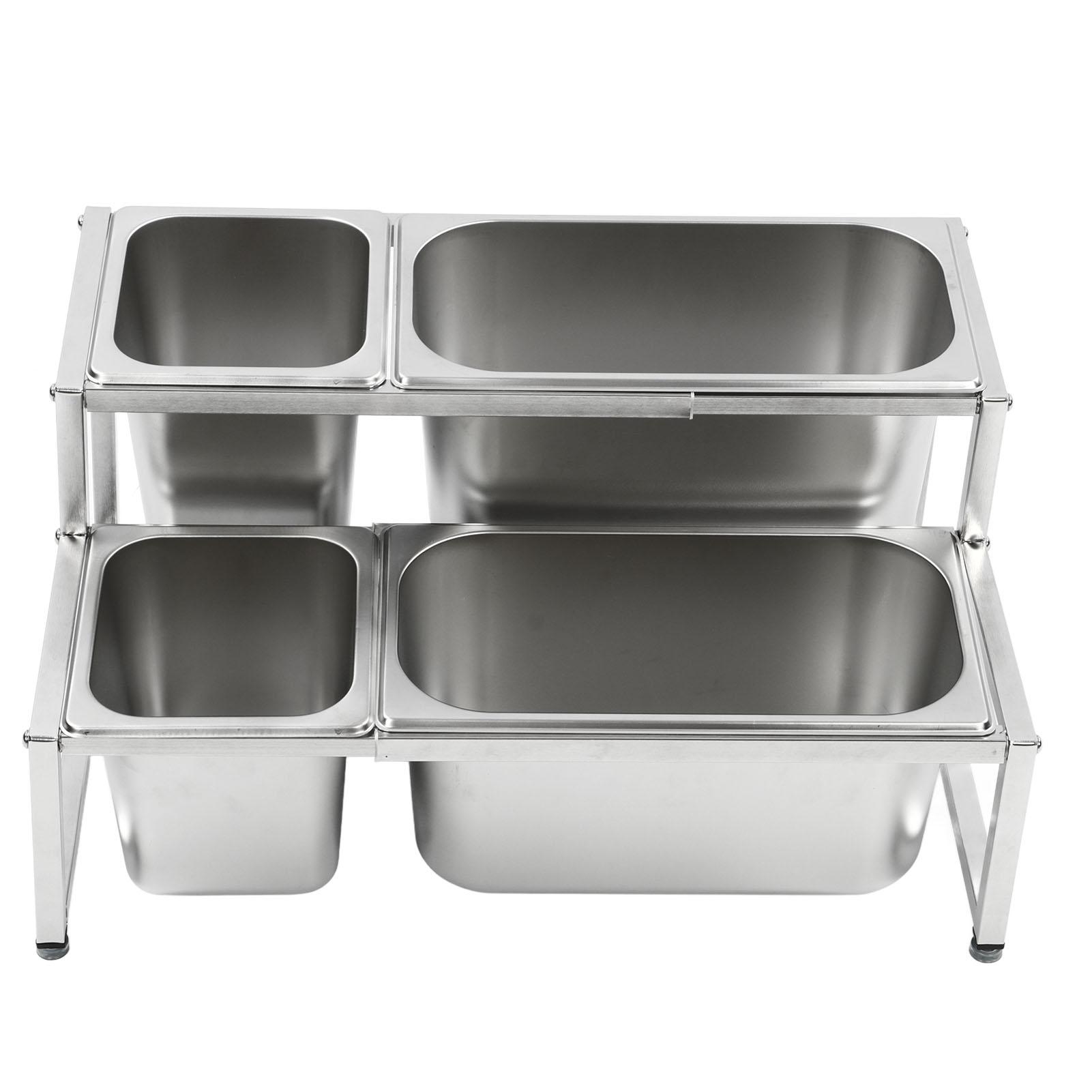 Spice Pots Set 2 Tier Stainless Steel Expandable Rust Resistant with Pans Ladles Lids Kitchen Spice Rack for Seasoning