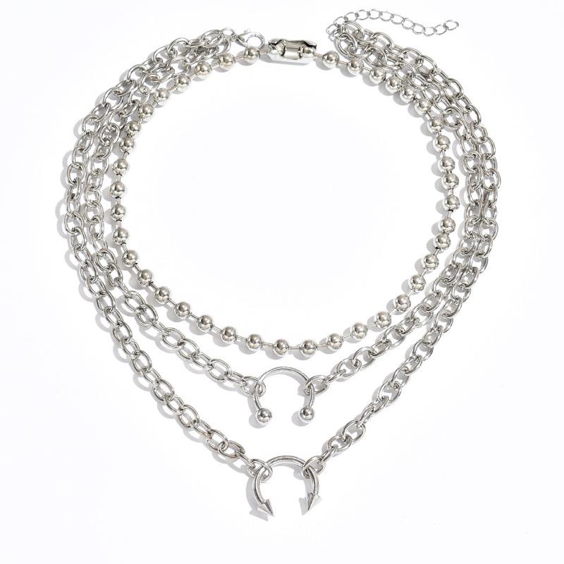 Pendants, necklaces, jewelry, hip-hop trend, niche personality, punk style, multi-layer design items.