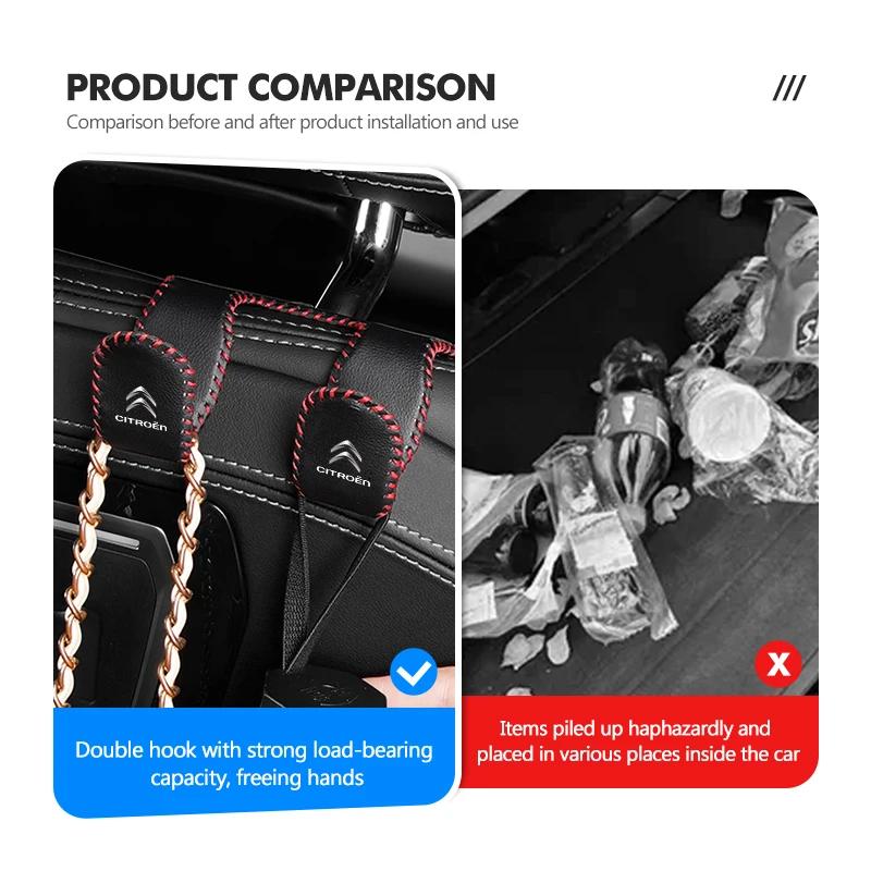 Leather Car Seat Back Head Rest Double Hook Handbag Bracket For Citroen Grand Berlingo Jumper Celysee Xsara Picasso Aircross aia256
