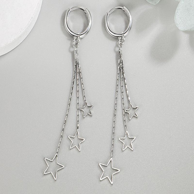 Элегантные Популярные Серьги-Подвески Три Звезды Для Женщин Вечерние Украшения Красивые Длинные Серьги с Кисточками Подарок One Size