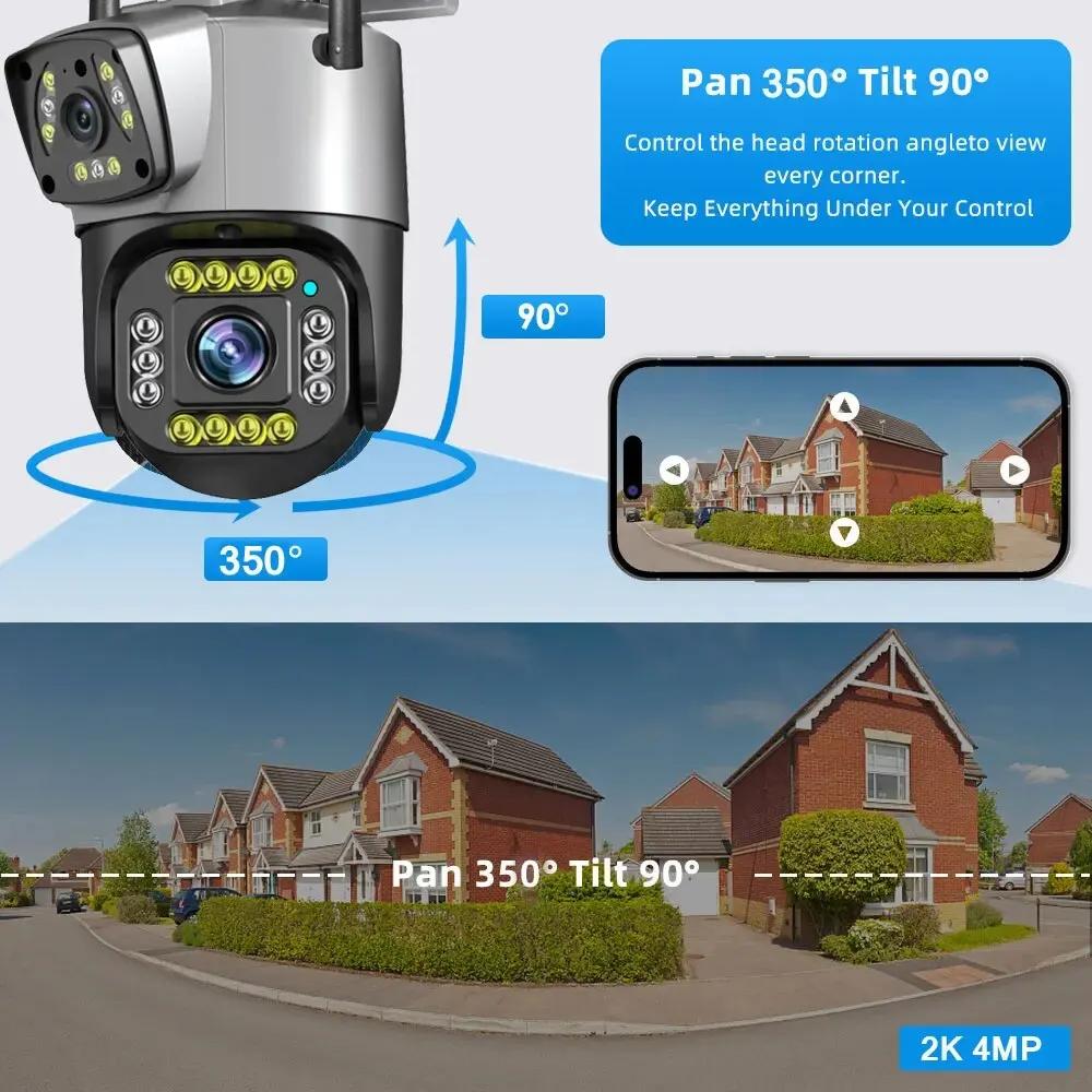 New EU Dual Lens 4G IP Camera WiFi 8MP 4K Surveillance Camera Wireless Outdoor Smart Home Night Vision Digital Zoom CCTV Camera