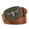 Floral Engraved Buckle Western Cowboy Belts PU Leather Leather Belt Fashion Waistband Belts  Pants