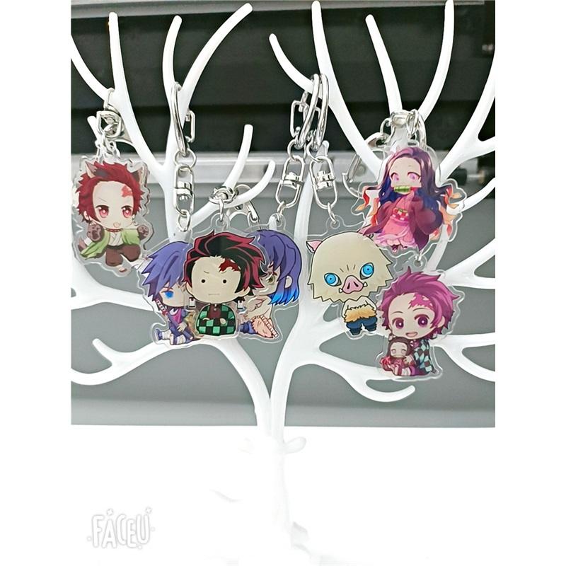 Anime Keychains Keychain Demon Slayer Kimetsu No Yaiba Acrylic Key Ring Cute Funny Cartoon for Friends