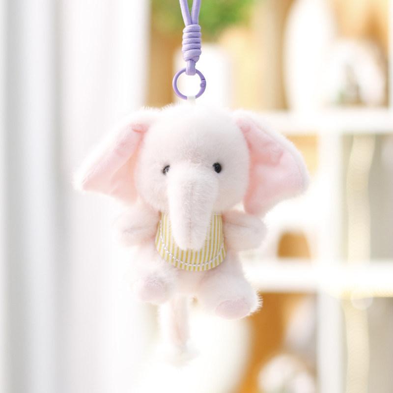 Soft Elephant Plush Doll With Keyring Kids Animal Toy For Childrens Gift