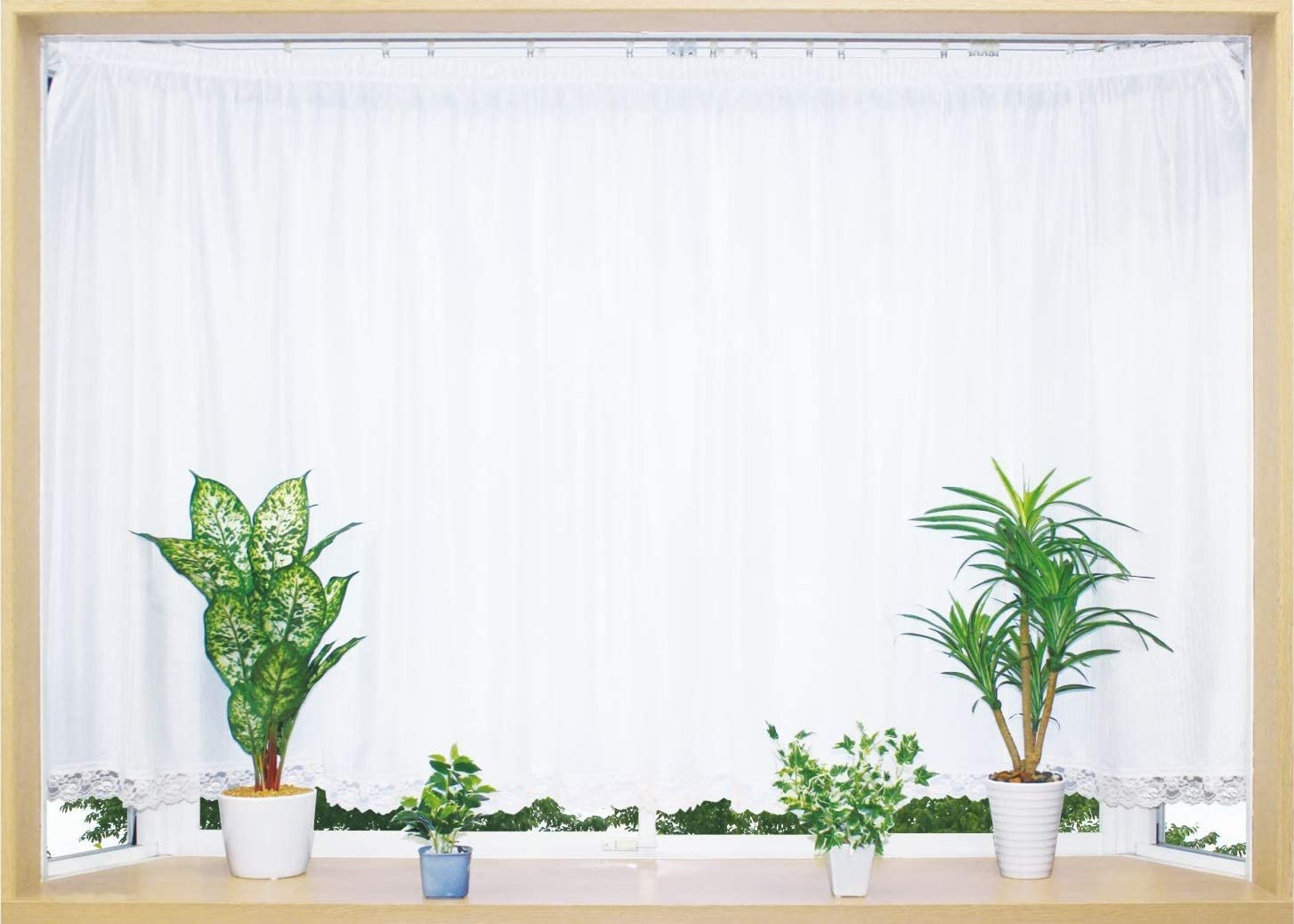 

магазин тканей Nunoya кружевное эркерное окно трудно просматривается снаружи во время УФ-жары тепловые шторы крючки в комплекте 300 см x Длина 105 см Квадратный узор