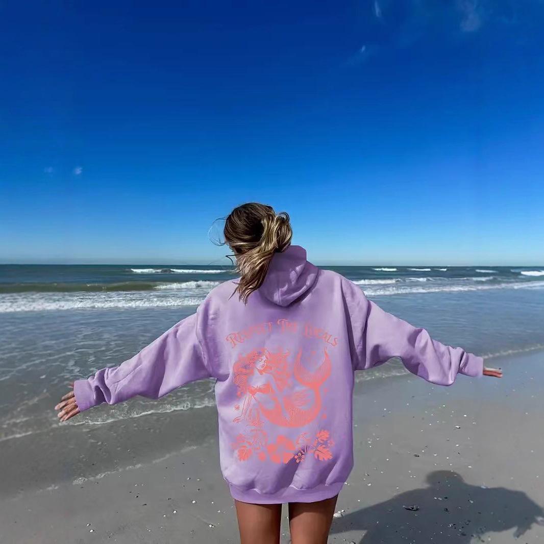 

Женские весенне-осенние повседневные худи с капюшоном и длинными рукавами, пуловер с принтом надписи RESPECT THE LOCALS XXL