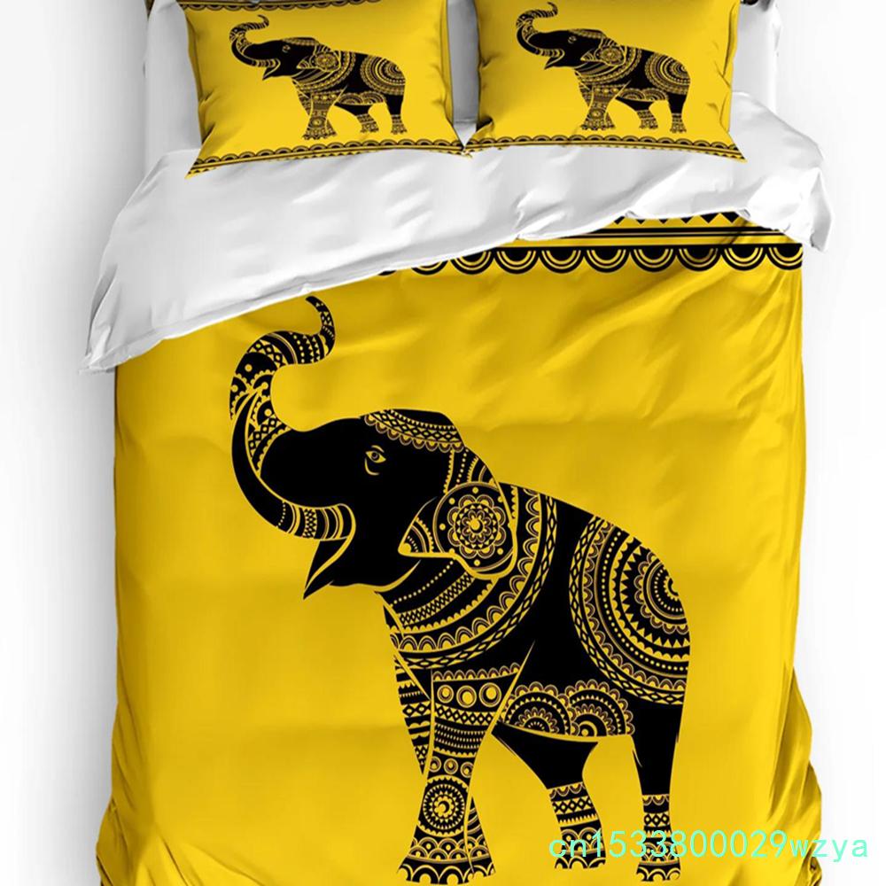 Elefant Kinderzimmer Dekor Bettwäsche Set Für Schlafzimmer Bett Zuhause Niedliche Elefanten Halten Herzform Bettbezug Steppdeckenbezug Kissenbezug