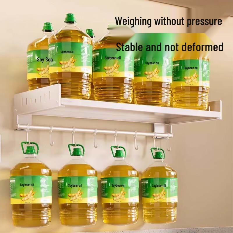 Stainless Steel Kitchen Storage Shelf with Hooks