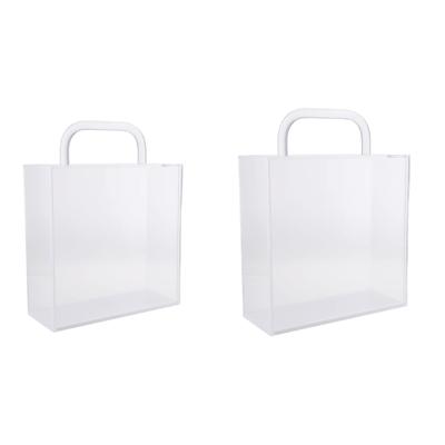 Acrylic Handheld Flowers Box Gift Wrapping Bag with Handle Reusable Bag for Bridesmaids Wedding Birthday