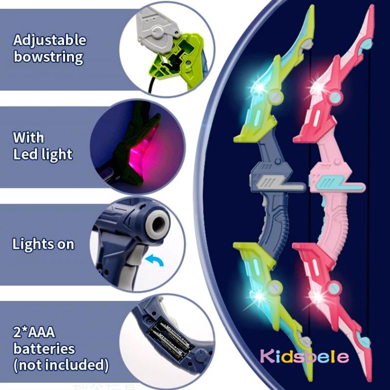 Kids Archery Set With Led Light Up Bow & Arrow Target & Shield Hunting Shooting Toy For Boys Girls Summer Outdoor Sports Game 6+