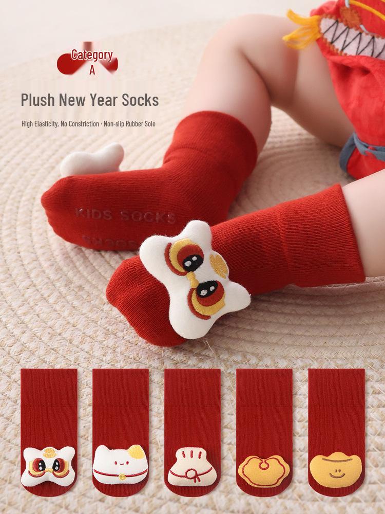 3D Cartoon Doll Anti-Slip Baby Socks for Newborns - Spring & Autumn First Birthday