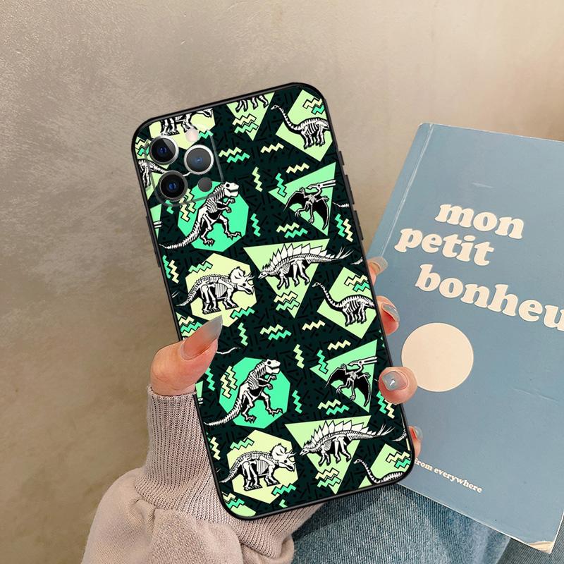 Skeleton Dinosaur Pattern Case For iPhone 17 Air 16 15 14 13 11 12 Pro Max 13 Mini XR 15 16 Plus 16e Back Cover Shell